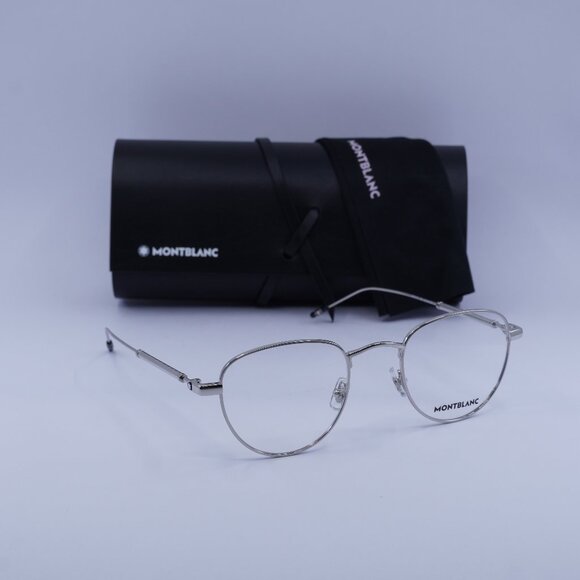 Montblanc MB0111O 001 Geometric Eyeglasses 49mm – Silver - Picture 1 of 10